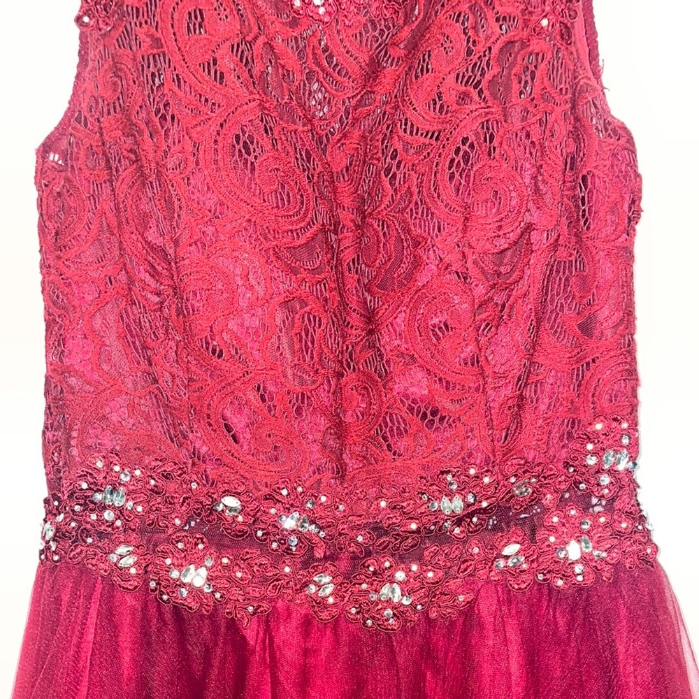 Red Ruffled Formal Dress - Picture 3 of 5
